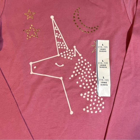 Cat & Jack Royal Mauve Unicorn Long Sleeve Tee Size Large - Picture 3 of 6
